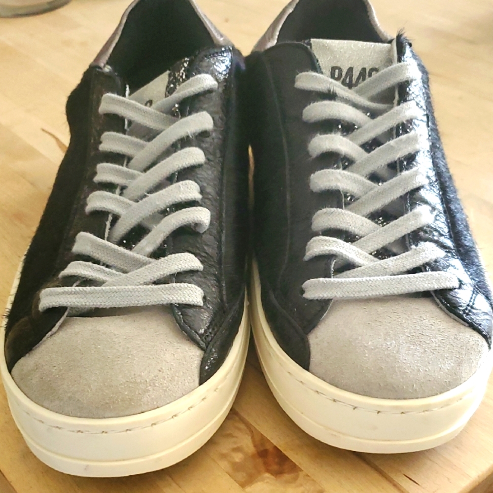 P448 John W Calf Hair Sneakers, Sz 38